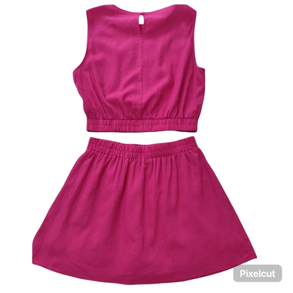 Hot Pink 2 Pc. Linen Skort Set. - Picture 2 of 10